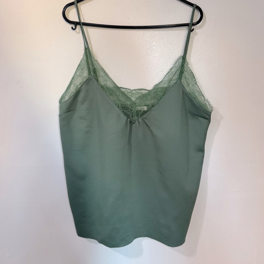 Green Lace-Trim Camisole Top
